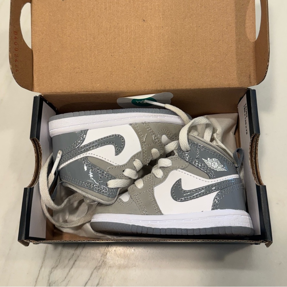 Jordan Kids Gray and White Sneakers
